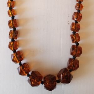 14-sided tetradecagon composite amber beads necklace